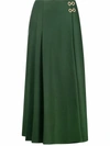 ALBERTA FERRETTI HIGH-WAISTED PLEATED MIDI SKIRT