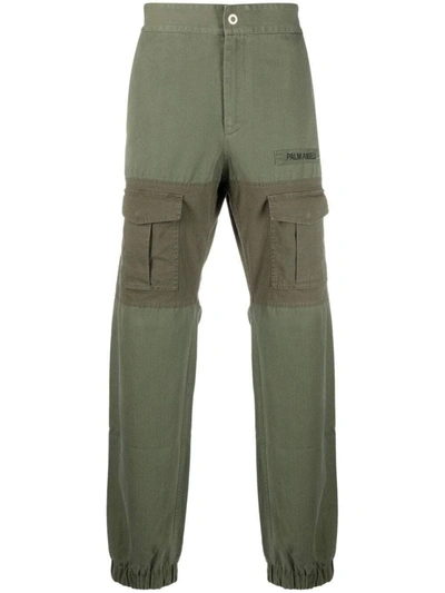 Palm Angels Jogging Pants With Logo Print In Green