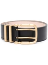 By Far Double-buckle Leather Belt In Black