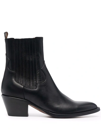 Buttero Black Leather Annie Booties