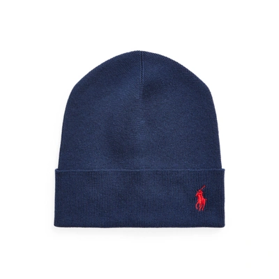 Polo Ralph Lauren Rib-knit Cotton Beanie In Newport Navy