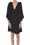 Celine Acetic Acid And Viscose Fiber Knit Dress With Long Sleeves In Black