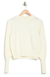 French Connection Puff Sleeve Crop Sweater In Winter White