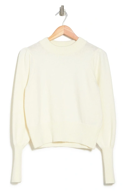French Connection Puff Sleeve Crop Sweater In Winter White