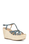 Vintage Foundry Eloise Leather Espadrille Platform Wedge Sandal In Blue