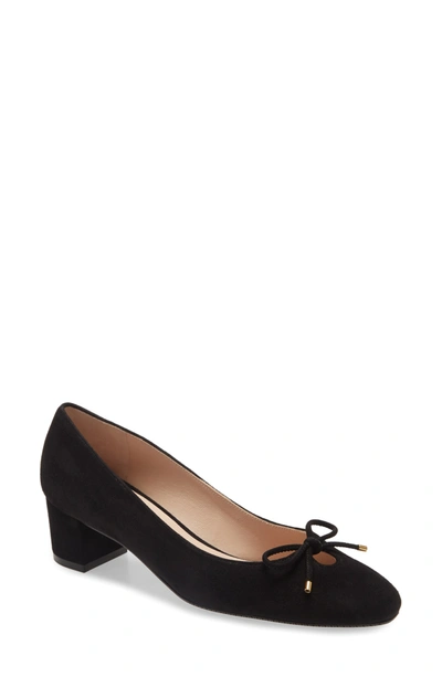 Stuart Weitzman Gabby 45 Bow-embellished Suede Pumps In Adobe
