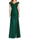 Alfred Sung Off-the-shoulder Cuff Trumpet Gown In Green