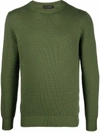 DELL'OGLIO RIB-TRIMMED CREW-NECK JUMPER