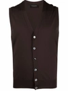 Dell'oglio V-neck Merino Wool Vest In Brown
