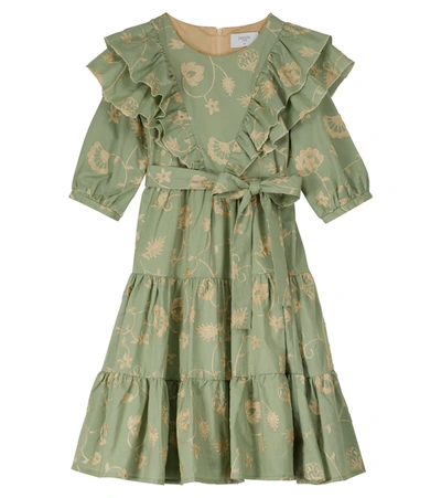 Paade Mode Kids' Floral Cotton Dress In Green