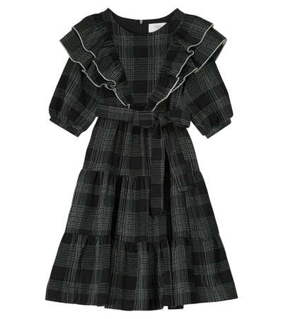 Paade Mode Kids' Checked Cotton Dress In Black