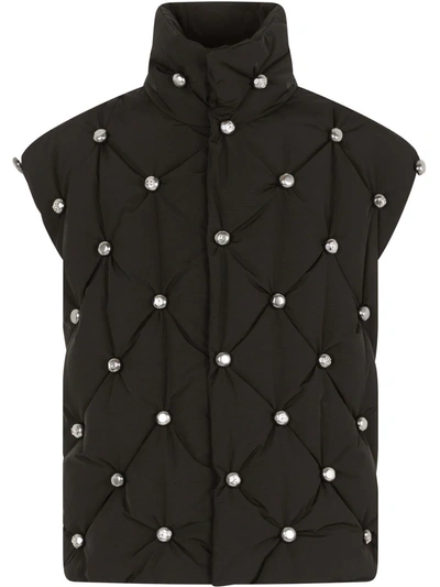 Dolce & Gabbana Stud-embellished Padded Jacket In Black