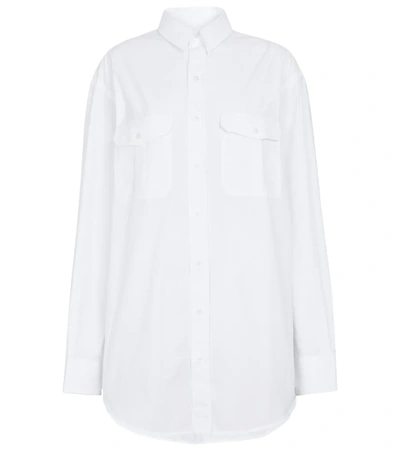 Wardrobe.nyc Women's Long-sleeve Cotton Mini Shirtdress In White