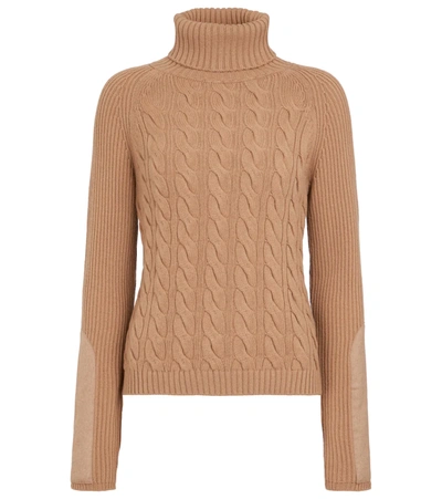 Max Mara Mario Cable-knit Wool-blend Sweater In Brown