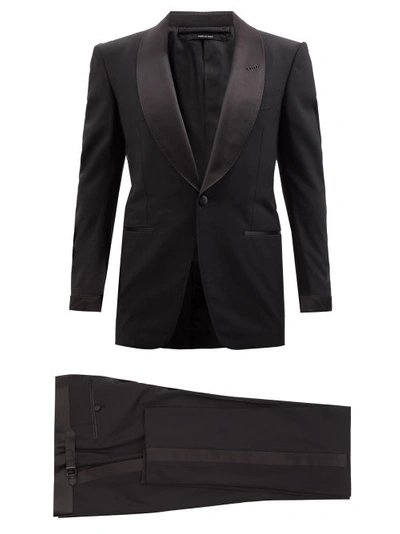Tom Ford Shawl-lapel Wool-blend Crepe Tuxedo In Blk Sld