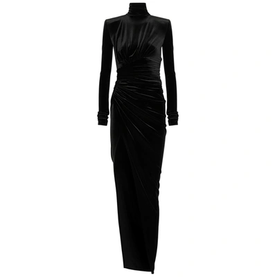 Alexandre Vauthier Black Ruched Velvet Gown