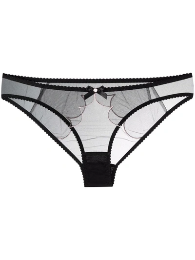 Agent Provocateur Lorna Scallop-embroidered Mesh Briefs In 黑色