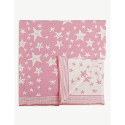 Bonnie Mob Babies' Pink Love You Star-print Organic-cotton Shawl 100cm X 70cm 1 Size