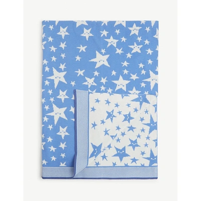 Bonnie Mob Babies' Blue Love You Star-print Organic-cotton Shawl 100cm X 75cm 1 Size