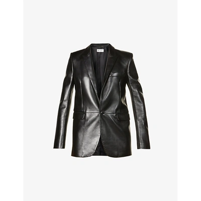 Saint Laurent Womens Black Veste Tailleur Regular-fit Leather Jacket 6
