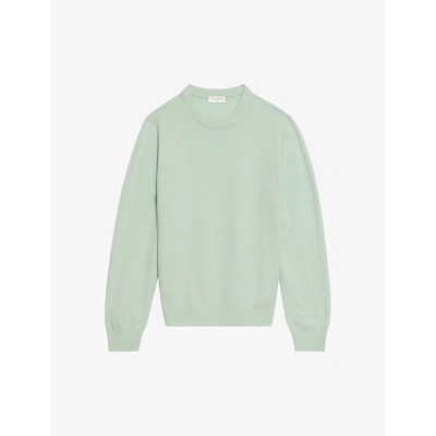 Sandro Mens Verts Long-sleeve Crewneck Cashmere Jumper S In Verts