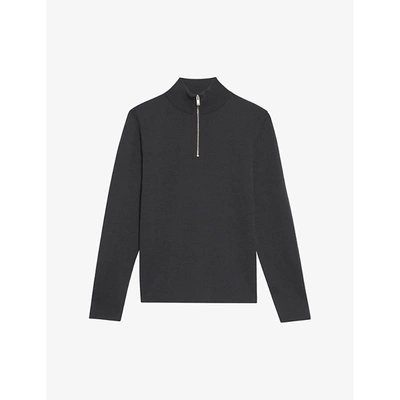 Sandro Half-zip Wool Jumper In Noir / Gris