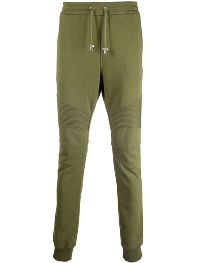 Balmain Logo-print Toggle-fastening Track Trousers In Green