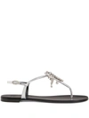 Giuseppe Zanotti Crystal-embellished Mirrored-leather Sandals In Silver