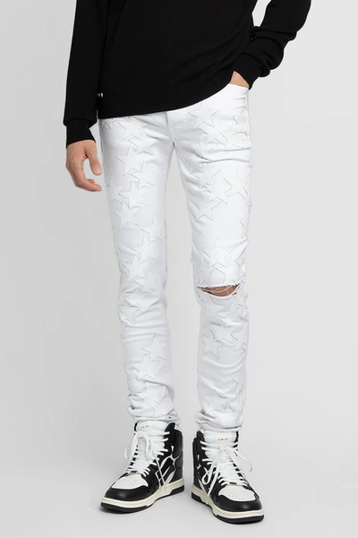 Amiri Men's Chemist Leather Stars Jeans In White