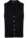 Dell'oglio V-neck Merino Wool Vest In Blue