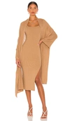 Lpa Salmah Dress With Detachable Shawl In Tan