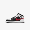 Jordan 1 Mid Little Kids' Shoes In Black,white,chile Red