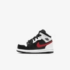 Jordan Babies' 1 Mid Infant/toddler Shoes In Black,white,chile Red