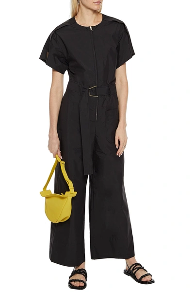 3.1 Phillip Lim Belted Cutout Cotton-blend Poplin Wide-leg Jumpsuit In Black