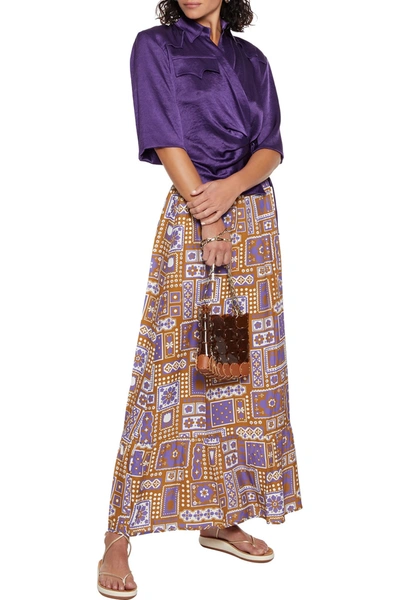 Antik Batik Honoka Printed Twill Maxi Skirt In Tan