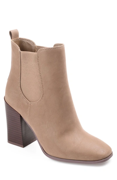 Journee Collection Maxxie Vegan Leather Chelsea Bootie In Taupe