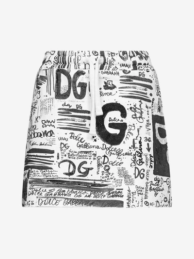 Dolce & Gabbana Graffiti Logo Print Cotton Miniskirt