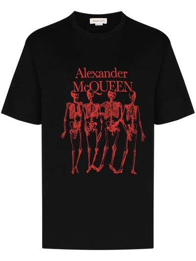 Alexander Mcqueen Cotton Skeleton T-shirt With Print In Black