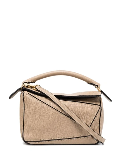 Loewe Mini Puzzle Leather Shoulder Bag In Nude