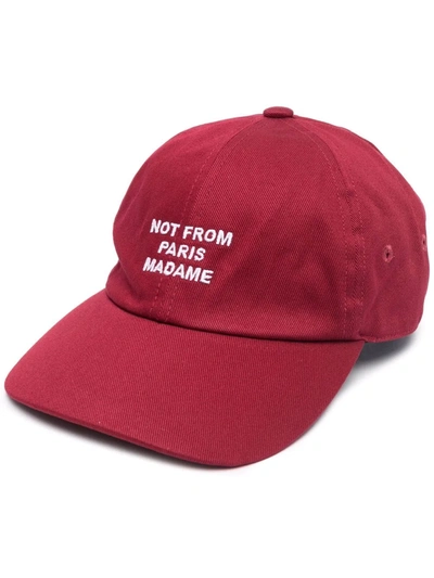 Drôle De Monsieur Slogan-embroidered Baseball Cap In Rot