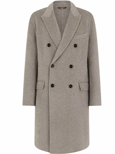Dolce & Gabbana Cashmere Double-breasted Coat In Grey