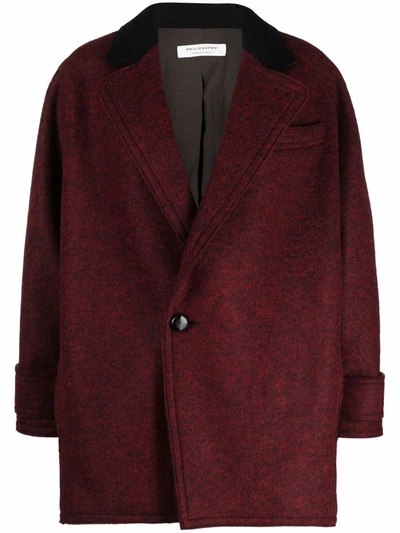 Philosophy Di Lorenzo Serafini Single-breasted Wool Coat In Red
