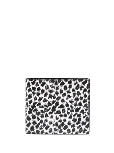 Saint Laurent Leopard-print Leather Wallet In Nero