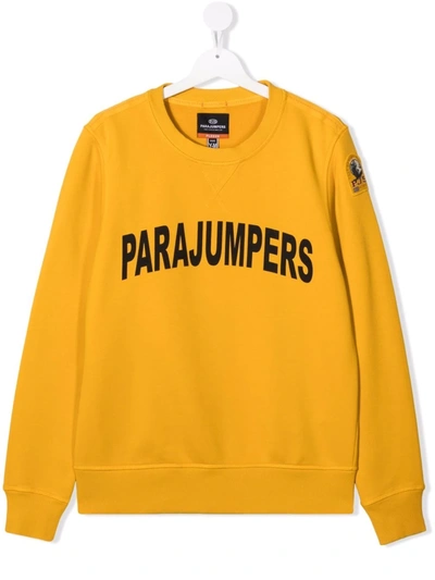 Parajumpers Kids' Logo Long-sleeve Sweatshirt In Yellow