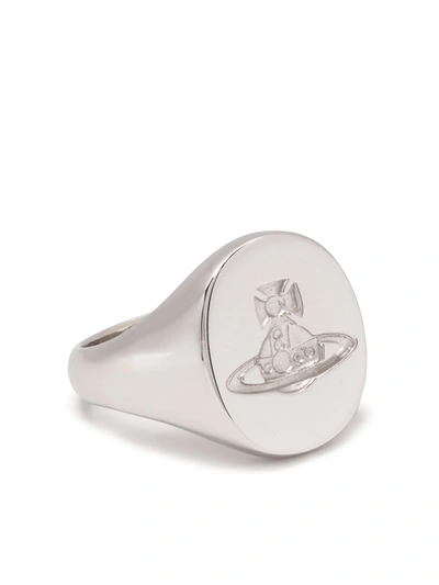 Vivienne Westwood Engraved Logo Silver Signet Ring