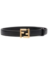 Fendi Ff Thin Belt In Black