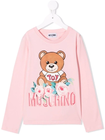Moschino Kids' Logo Long-sleeve T-shirt In Pink
