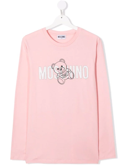 Moschino Kids' Teddy Bear Logo T-shirt In Pink
