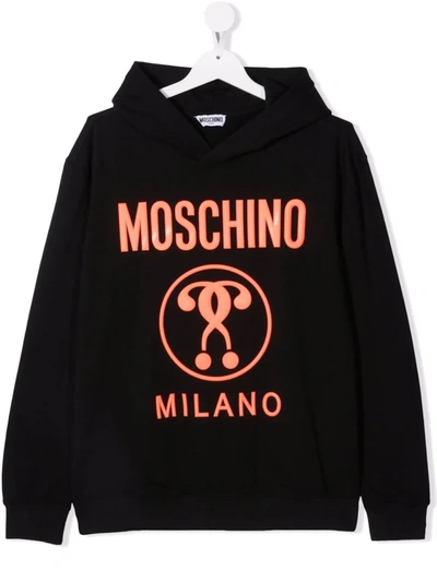 Moschino Kids' Central Logo-print Hoodie In Black