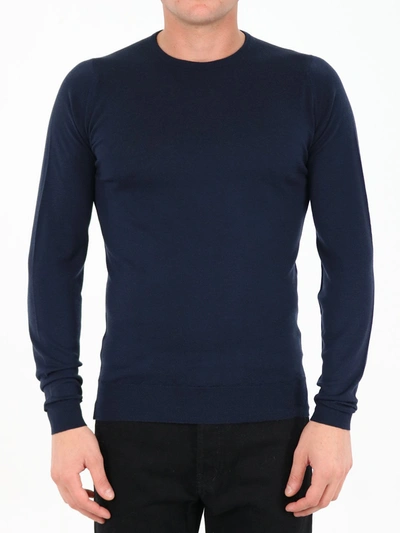 John Smedley Blue Merino Wool Sweater